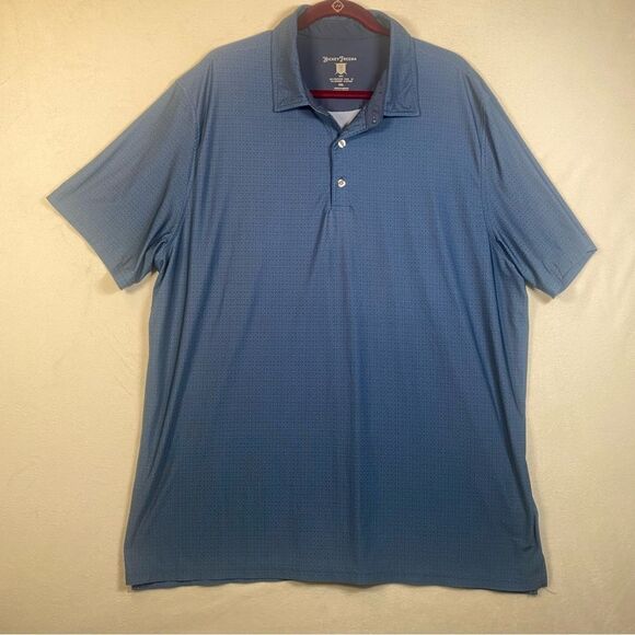 Hickey Freeman Blue Geo Design Short Sleeve Polo Shirt Size XXL - Picture 1 of 12